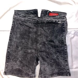 Guess Los Angeles black jean biker shorts.